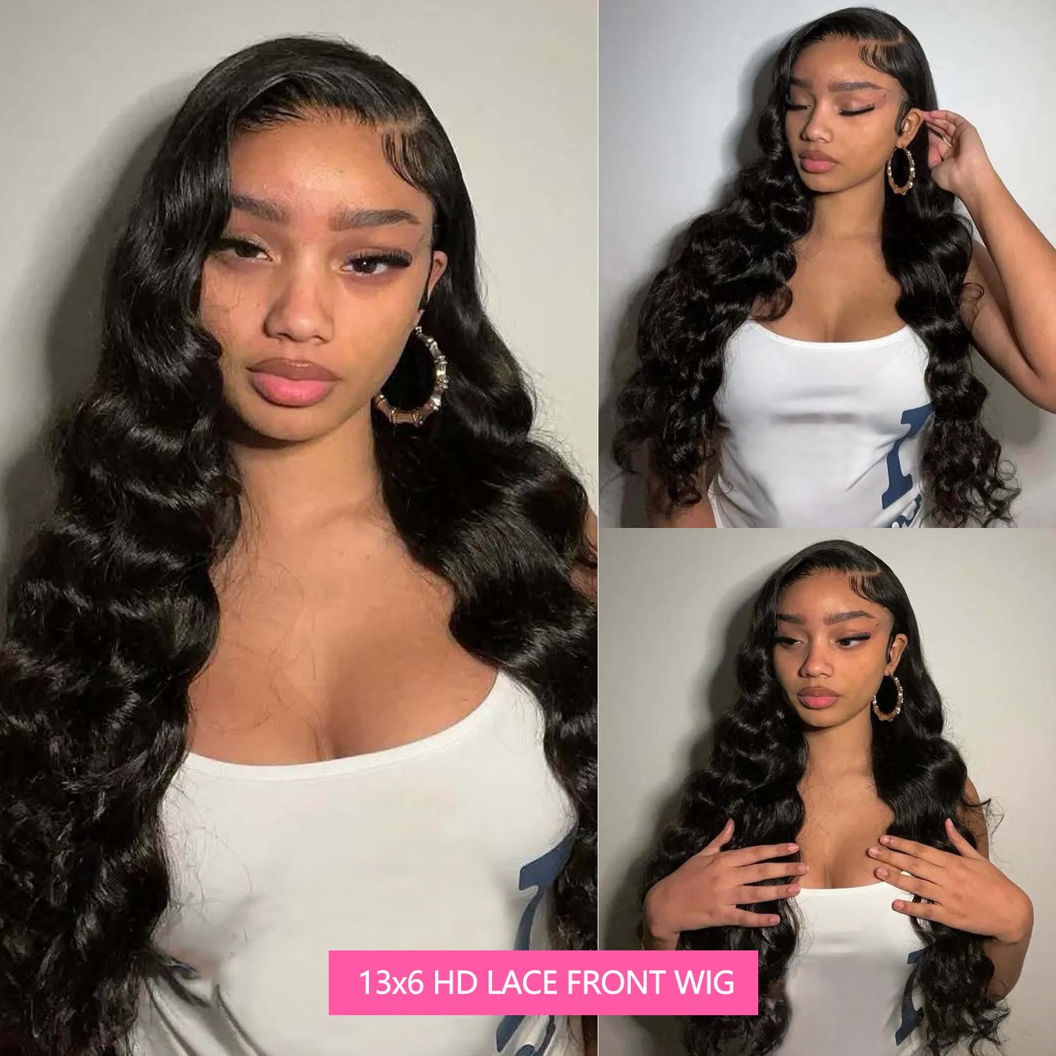 13x6 13x4 Lace Frontal Wigs Human Hair Pre Plucked 180 Density HD Body Wave Lace Front Wigs Human Hair 10A Frontal Wigs Human Hair wigs for Women Glueless Wigs Human Hair Pre Plucked Black wig
