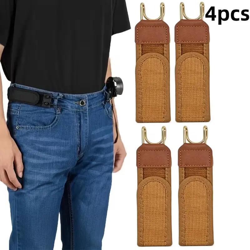 Men's Buckleless Invisible Fit Waist Tie Belt with Elastic Band - 2pcs, Adjustable Metal Hook, Everyday Carry (EDC) for Outdoor Work, Party Supplies (Home & Festive Party Accessories)