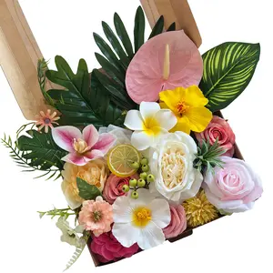 Tropical Artificial Flowers DIY Box Set - 1 Pack Silk Faux Flowers with Bendable Stems for Wedding, Party & Home Decor Arrangements