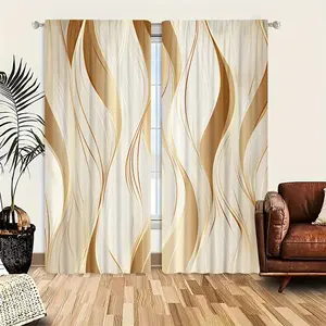 2-piece elegant wave-patterned curtains in semi-lightproof polyester, perfect for unique home decor in living rooms, bedrooms, and dining rooms, Window Curtain