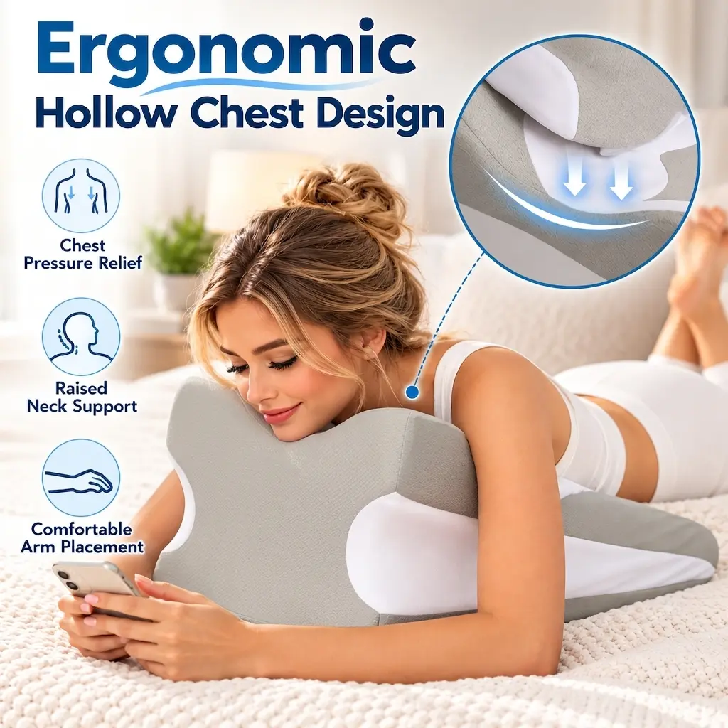 Ergonomic Memory Foam Wedge Pillow - Supportive Bed/Sofa Pillow for Yoga/Reading, Back Pain Relief, Back Neck Leg Support, Removable Cover, Easy Clean, Adult Bed Support Solutions, Bookworm Lifestyle Essential