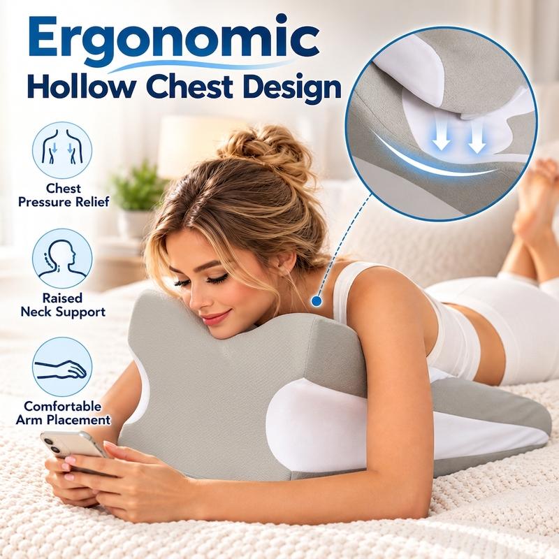 Ergonomic Memory Foam Wedge Pillow - Supportive Bed/Sofa Pillow for Sleeping, Back Pain Relief Reading Use, Back Neck Leg Support, Removable Washable Cover, Adult Back Health Solutions