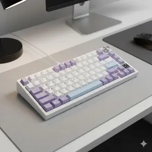 RGB Gaming Keyboard with Customizable Dynamic Backlight, 4000mAh Long-Lasting Battery, Tri-Mode Wireless (Bluetooth/2.4G/USB-C), Hot-Swappable Switches & Keycaps. Portable Mechanical Keyboard for Office and Gaming.