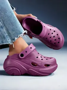 1 Pair of Women's Plus Size Platform Clogs: Breathable & Comfortable, Anti-slip & Shock-absorbent, One-piece EVA Molding, Casual Trendy Style, Ideal for Daily Streetwear & Home Wear