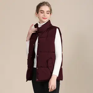 Womens Zip Up Puffer Vest Stand Collar Sleeveless Padded Jacket Coat Casual Fit Nylon Womenswear