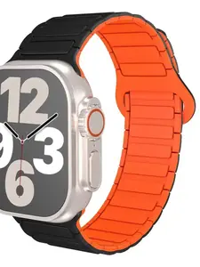 Magnetic Silicone Apple Watch Band, Dual Color Strap for Iwatch Series 5-8 Se Ultra, Perfect Gift for Boys & Girls, Durable Fashion Accessory, Smart Watch Accessories