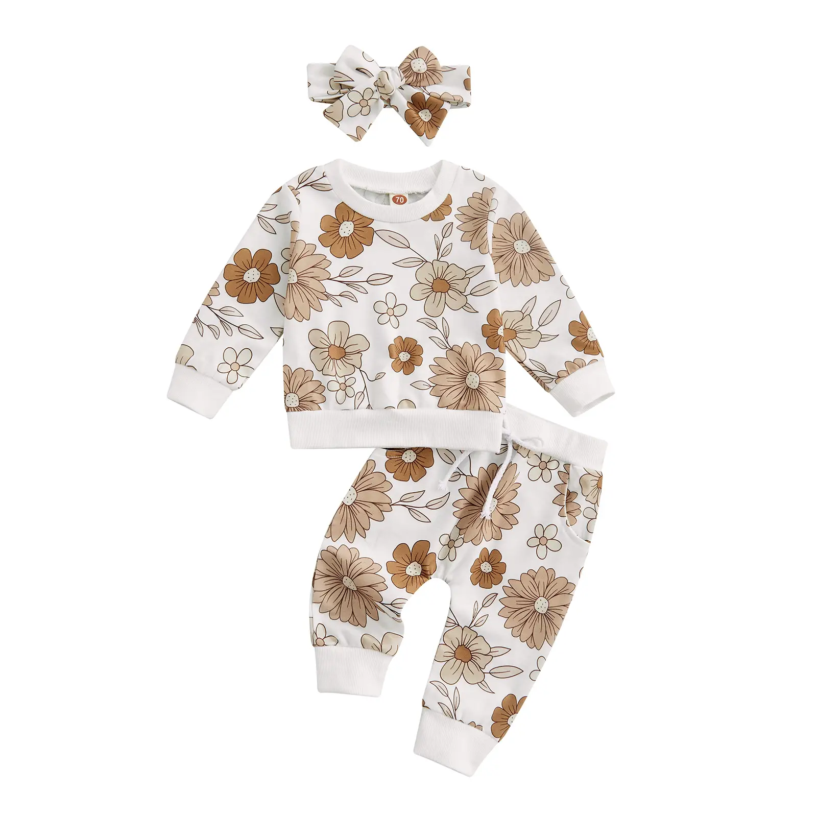 LAGKIYOJ Baby Girl Fall Winter Clothes Outfits Floral Sweatshirt Top+Long Pants+Headband Set Infant Newborn Clothing,Chirstmas Gift for Baby Girls