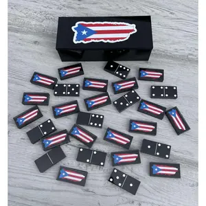 PUERTO RICO Map and Flag Resin Dominoes Set