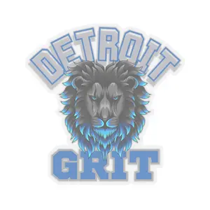 Detroit Grit Lion Sticker, Cool Laptop Decal, Motivational Wall Art, Gifts for Detroit Fans, Unique Sports Decor
