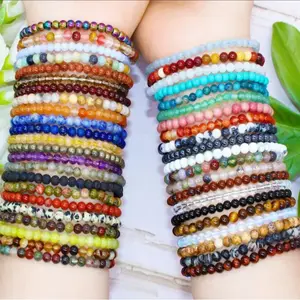 Crystal 4mm Bead Bracelet 50 Healing Stones to choose, 4mm Crystal Beads Handmade Stretch Layering Healing Bracelet, Friendship Bracelet,  gift
