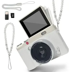 2026 New Model,Portable HD digital retro camera, 16x digital zoom, retro Vlog video recording, 2.4-inch 180 flip screen selfie camera, CCD flash, memory card not included, high-resolution camera, a must-have holiday gift