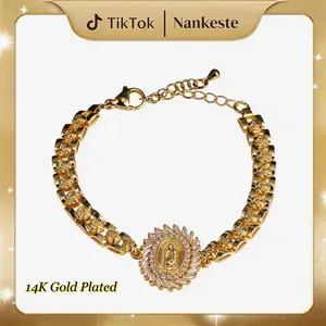 Virgin Mary Rosary Bracelet Virgin of Guadalupe Adjustable Link Bracelet for Women Jewelry Gift  Virgin Mary Lucky Woman Gold Bracelet Suitable for Parties and Weddings