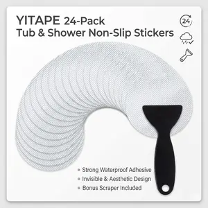 Yitape 24pcs Bath Tub Non-Slip Stickers, Bathroom Floor Shower Area Safety Foot Pads, Strong Waterproof Adhesive, Transparent Invisible Aesthetic