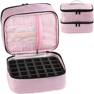Nail Polish Carrying Case, Portable Nail Polish Organizer Holds 30 Bottles, Nail Polish Holder Case With Removable Sections, Nail Lamp Storage Bag, Storage Organizer for Manicure Set springtok