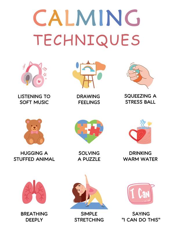 12 Calming Corner Posters Classroom, Calm Down Corner Feelings Chart for Kids, Mental Health Posters, Classroom Educational Poster Emotions Chart Coping Skills, Preschool Classroom Wall Art Decorations, Christmas Gift