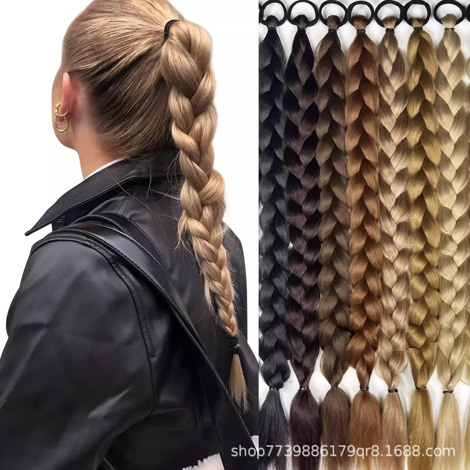 24 Inch Synthetic Long Braided Ponytail Hair Extensions for Women With Elastic Band  Hair Accessories
