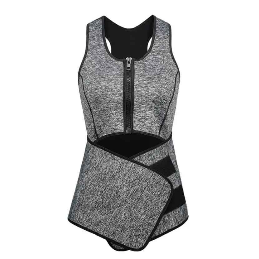 Women's vest, single waistband, gray