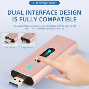 Solid State Drive 1TB Portable Dual Drive USB 3.1 & USB C Interfaces 2 in 1, High-speed External Storage Drive for Smartphones Android Type C Mac & Computers