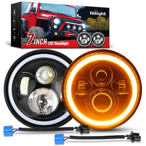 Nilight 2PCS 7 Inch LED Halo Headlights w/Turn Signal Amber White DRL High Low Beam Round Headlamp for 2007-2018 Wrangler JK JKU 1997-2006 TJ Rubicon Sahara Motorbikes