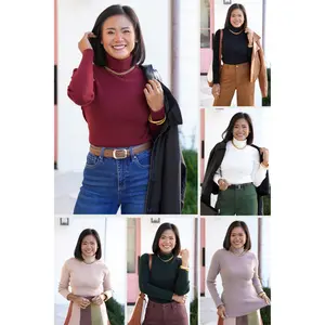 Ribbed Long Sleeve Turtleneck Sweater Top