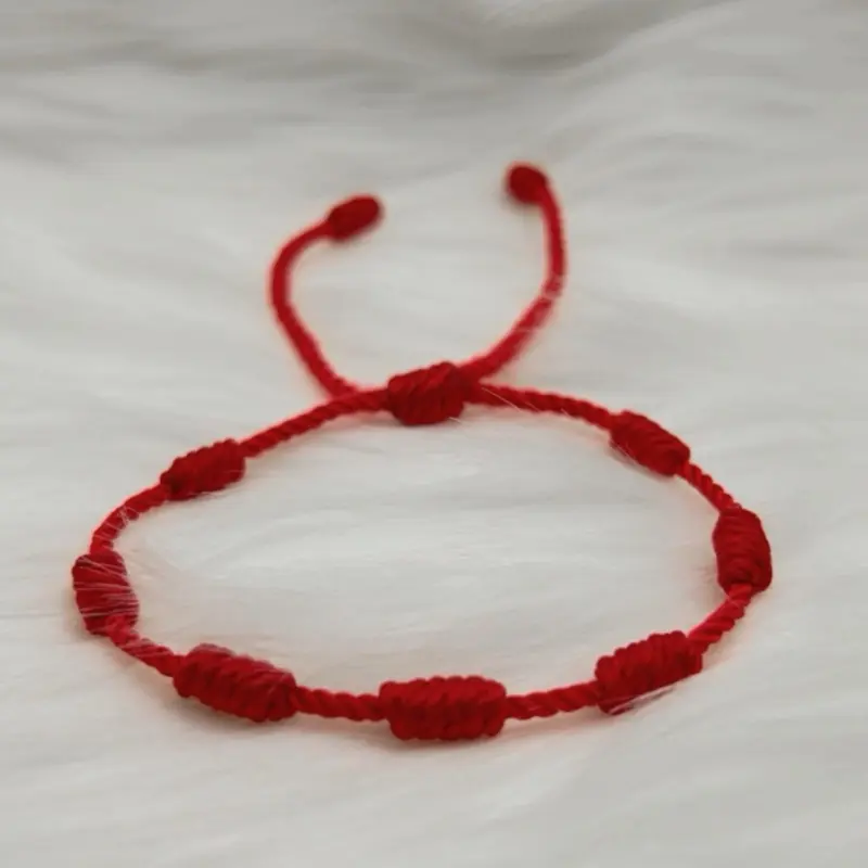 Unisex Enchanted Protection Braided Red String Bracelet - Classic Casual Red Cord, Female-Focused, Heart Accent, Silver Detailing, Elegant Everyday Fashion Costume Jewelry Bangle
