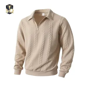 Men's Autumn Winter Cable Knit Quarter-Zip Sweater - Retro Polo Style with Textured Design, Half-Zip Collar for Casual & Smart-Casual Looks, Soft Fabric Ideal for Layering, Trending Men's Fashion Essential,