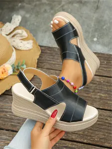 Summer Casual Espadrille Wedge Sandals - Women's Cutout Platform Slingback ShoesRed/Green/Black/White Women's Wedge Sandals - Espadrille Platform Slingback Shoes