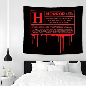 Horror Letter Pattern Tapestry, 1 Count Creative Art Wall Hanging Tapestry, Washable Polyester Hanging Decor for Bedroom Living Room Dorm Party