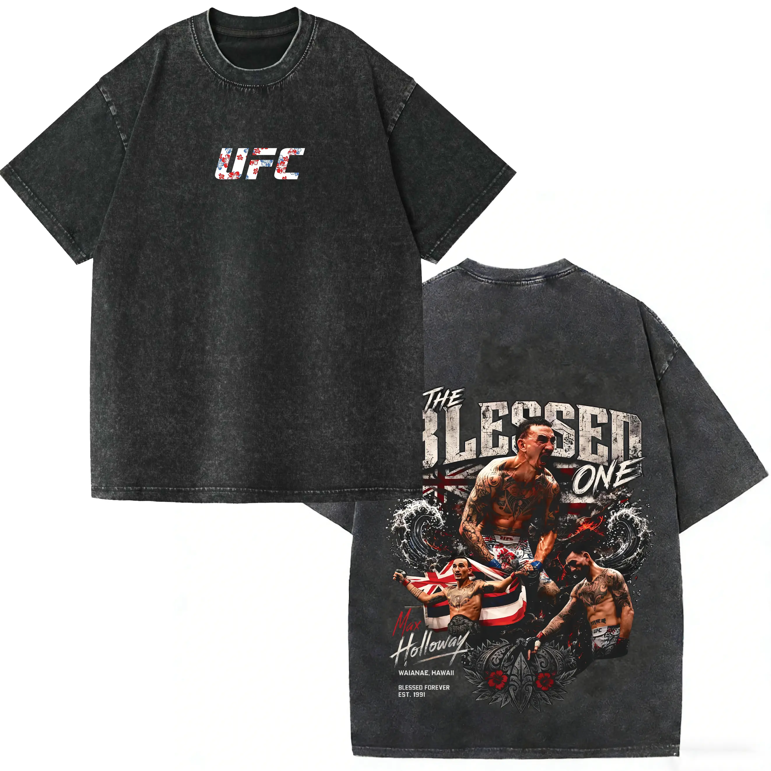 Men's UFC 329 Black Max Holloway T-Shirt, The Blessed UFC Graphic Tee, UFC MMA Shirt, Gift for Fighters, Sports Apparel