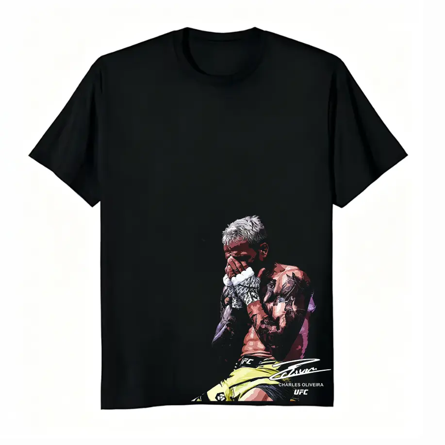 Charles Oliveira UFC Fighter Signature Graphic T-Shirt, Unisex 100% Cotton Crew Neck Casual MMA Streetwear Tee For Men Women