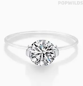 Exquisite 925 silver moissanite ring for women, featured invisible transparent thread mermaid tear design. Light luxury style, elegant and delicate look. Slim fit and stylish, a charming daily jewelry to elevate your look for various occasions