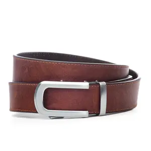 1.5" Marbled Tan Buffalo Veg. Tanned Leather + Traditional in Silver w/ Curve Buckle