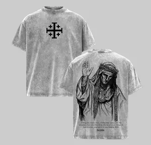 Baldwin IV "The Leper King" T-Shirt Washed, Crusader King of Jerusalem Tee, Jerusalem Cross Medieval Christian Shirt, Vintage Washed Gothic Faith Streetwear - Jesus Apparel - Christian Outfit