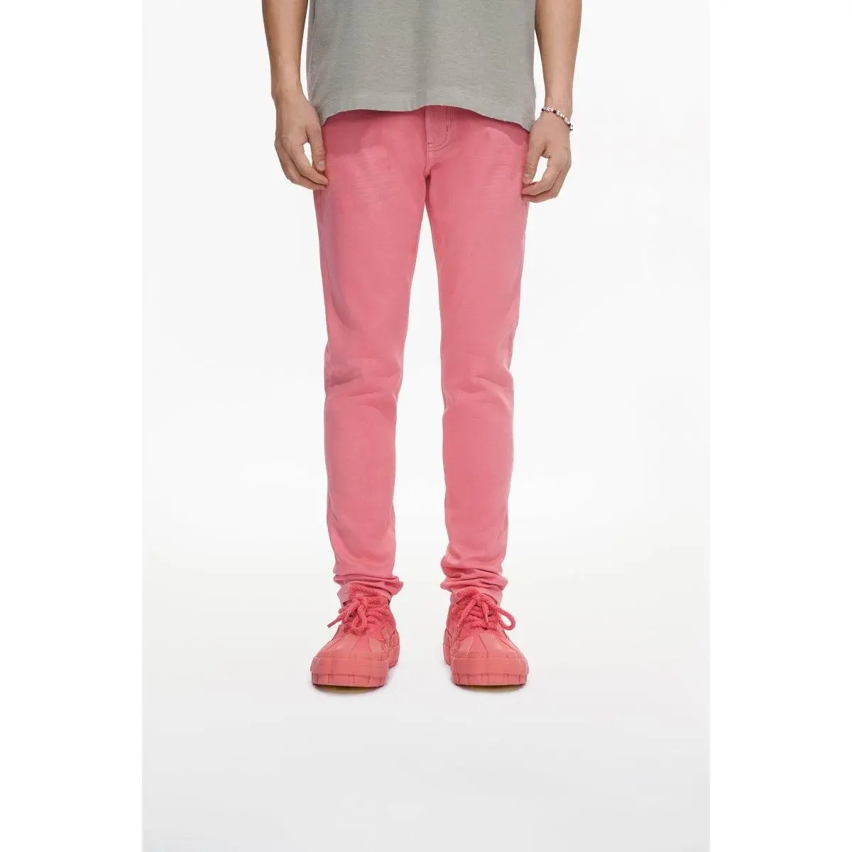 Mr.Slim Light Coral Waxed Skinny Jean