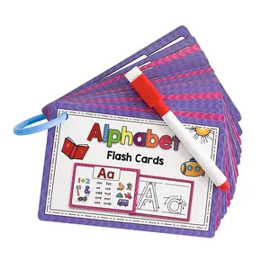 English Alphabet Flashcards, Erasable Toy Cards with Pen, Natural Reading Phonics, Unisex Learning Toys