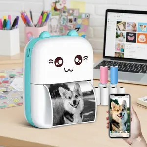 Wireless Mini Bluetooth Thermal Label Printer - Inkless Portable Sticker Machine for Android iOS Phone Photos, Receipts, Notes. Pocket-Sized Diary & Scrapbook Label Maker with 14 Rolls Thermal Paper Value Set.