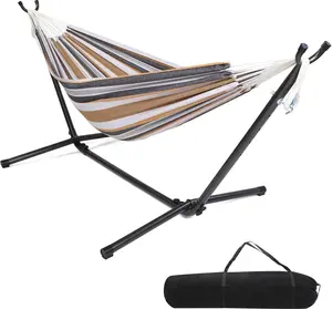 ONCLOUD 550 LBS Capacity Double Hammock with Stand Included with Portable Carrying Bag, Heavy Duty 2-Person Hammock for Outdoors & Indoors - Desert Stripe, Series TDCTZ1 - Desert Stripe