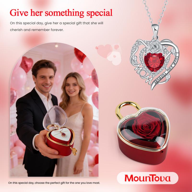 Soap Rose jewelry box, containing a heart-shaped rose pendant necklace Heart necklace A perfect gift for mom or grandma, ideal for Mother's Day or Valentine's Day.