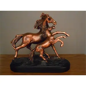 Marian Imports F Mare And Foal Bronze Plated Resin Sculpture