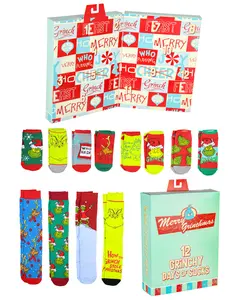 Dr. Seuss The Grinch Merry Grinchmas 12 Grinchy Days Of Socks Mix and Match Advent Gift Box Set