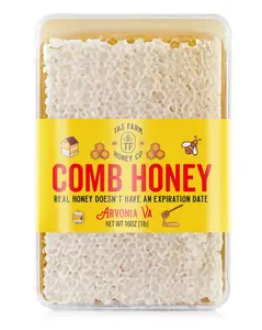 TAS HONEY CO - 1 POUND Raw & Real Honey Comb - 16oz Container Natural Sweet Flavor