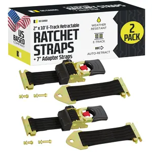 2 inch  x 10 ft E track Retractable Ratchet Straps 2 Pack