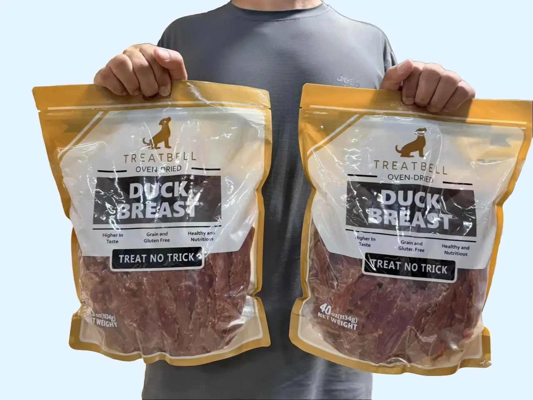 5lb 2 Packs of 2.5 LB Duck Meat Jerky Dog Treats, Low-Fat Hypoallergenic Chewy Strips, Training Treats & Meal Topper for Lean Muscle Support