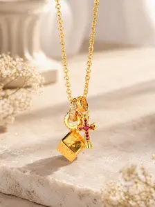 Golden Cross & Compass Necklace Layered Fashion Sparkling Jewelry Elegant Gift for Valentine's Day Anniversary Graduation Teacher's Day & Back-to-School Japanese Korean Style Collection