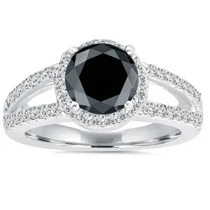 2ct Halo Split Shank Diamond Ring White Gold