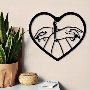 Gothic Romantic Handcuff Heart Design Metal Wall Decor, Crime Justice Love Artistic Art, Unique Artwork, Bedroom Living Room Decoration, Valentine's Day Gift