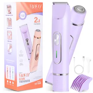 Bikini Trimmer for Women 2in1 Epilators Hair Removal  Electric Razors Women's Electric Shaver Pubic Hair Trimmer Shaver for Women for Ladies Pubic, Face, Underarms, Legs,With LED light