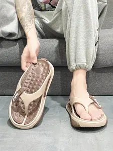 Korean Style Soft Sole Sandals, Lightweight Comfortable Design, Casual PU Leather Eva Sole, Men's Daily Wear Slippers