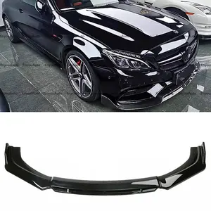 For Mercedes-Benz C200 C300 Front Bumper Lip Spoiler Splitter Glossy Black