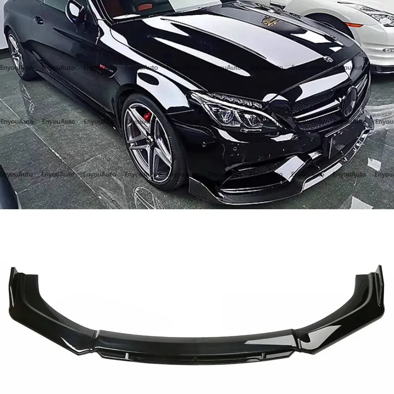 Glossy Black Front Bumper Lip Spoiler Splitter, Car Accessories for Mercedes-Benz C200 C300 Vehicle